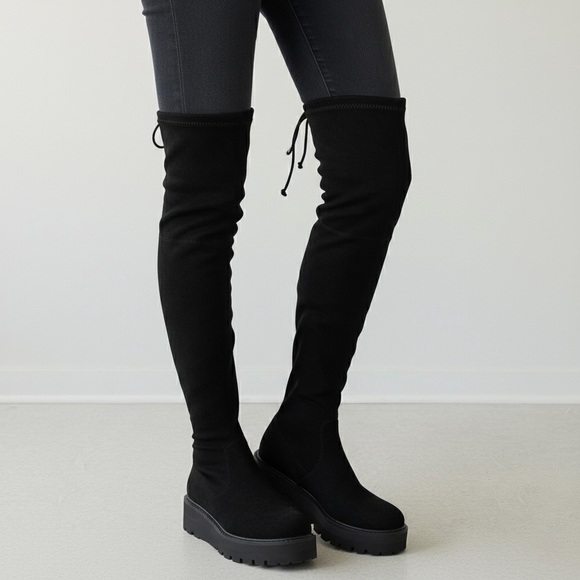Stuart Weitzman Boots Chalet City Lug Sole Over The Knee Boots Size 9 Black